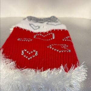Red and White Knit Dog Sweater​